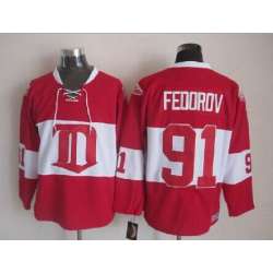 Detroit Red Wings #91 Fedorov CCM Throwback Red Jerseys