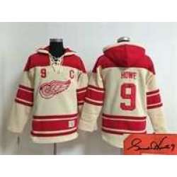 Detroit Red Wings #9 Gordie Howe Cream Stitched Signature Edition Hoodie