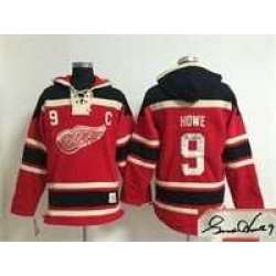 Detroit Red Wings #9 Gordie Howe Red Stitched Signature Edition Hoodie