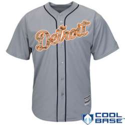 Detroit Tigers Blank Gray Camo Cool Base Stitched Baseball Jersey Jiasu