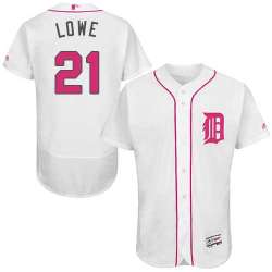 Detroit Tigers #21 Mark Lowe White Mother\'s Day Flexbase Stitched Jersey DingZhi