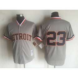 Detroit Tigers #23 Kirk Gibson Gray Mitchell And Ness Throwback Stitched Jersey