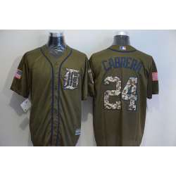 Detroit Tigers #24 Miguel Cabrera Green Salute to Service Stitched Baseball Jersey