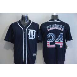 Detroit Tigers #24 Miguel Cabrera Navy Blue USA Flag Fashion Stitched Baseball Jersey