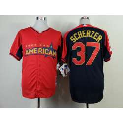 Detroit Tigers #37 Scherzer 2014 All Star Red Jerseys