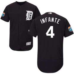 Detroit Tigers #4 Omar Infante Navy Flexbase Stitched Jersey DingZhi