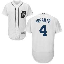 Detroit Tigers #4 Omar Infante White Flexbase Stitched Jersey DingZhi