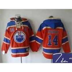 Edmonton Oilers #14 Jordan Eberle Orange Stitched Signature Edition Hoodie