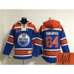 Edmonton Oilers #64 Nail Yakupov Blue Stitched Signature Edition Hoodie