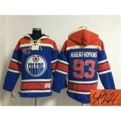 Edmonton Oilers #93 Ryan Nugent-Hopkins Blue Stitched Signature Edition Hoodie