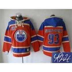 Edmonton Oilers #93 Ryan Nugent-Hopkins Orange Stitched Signature Edition Hoodie