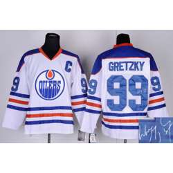 Edmonton Oilers #99 Wayne Gretzky C Patch White Signature Edition Jerseys