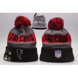 Falcons Team Gray Wordmark Cuffed Pom Knit Hat YP