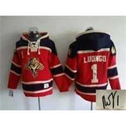 Florida Panthers #1 Roberto Luongo Red Stitched Signature Edition Hoodie