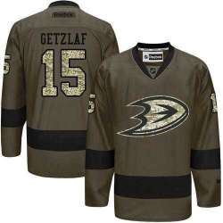 Glued Anaheim Ducks #15 Ryan Getzlaf Green Salute to Service NHL Jersey