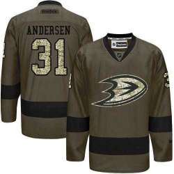 Glued Anaheim Ducks #31 Frederik Andersen Green Salute to Service NHL Jersey