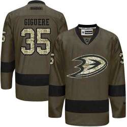 Glued Anaheim Ducks #35 Jean-Sebastien Giguere Green Salute to Service NHL Jersey