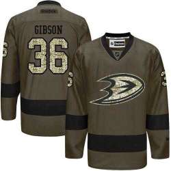 Glued Anaheim Ducks #36 John Gibson Green Salute to Service NHL Jersey