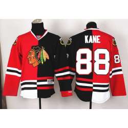 Glued Chicago Blackhawks #88 Patrick Kane Red-Black Split Jersey