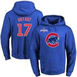 Glued Chicago Cubs #17 Kris Bryant Blue 2016 World Series Champions Primary Logo Pullover MLB Hoodie
