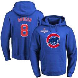 Glued Chicago Cubs #8 Andre Dawson Blue 2016 World Series Champions Primary Logo Pullover MLB Hoodie