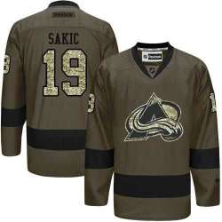 Glued Colorado Avalanche #19 Joe Sakic Green Salute to Service NHL Jersey