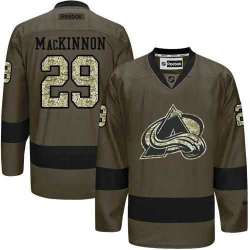 Glued Colorado Avalanche #29 Nathan MacKinnon Green Salute to Service NHL Jersey