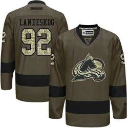Glued Colorado Avalanche #92 Gabriel Landeskog Green Salute to Service NHL Jersey