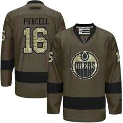 Glued Edmonton Oilers #16 Teddy Purcell Green Salute to Service NHL Jersey