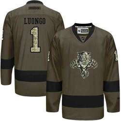 Glued Florida Panthers #1 Roberto Luongo Green Salute to Service NHL Jersey