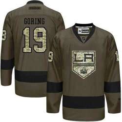 Glued Los Angeles Kings #19 Butch Goring Green Salute to Service NHL Jersey