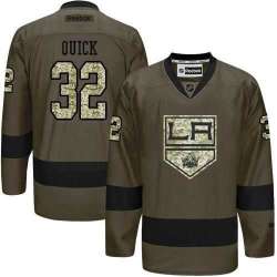 Glued Los Angeles Kings #32 Jonathan Quick Green Salute to Service NHL Jersey