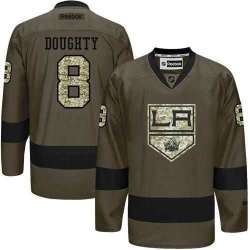 Glued Los Angeles Kings #8 Drew Doughty Green Salute to Service NHL Jersey