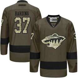 Glued Minnesota Wild #37 Josh Harding Green Salute to Service NHL Jersey