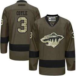Glued Minnesota Wild #3 Charlie Coyle Green Salute to Service NHL Jersey
