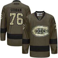 Glued Montreal Canadiens #76 P.K Subban Green Salute to Service NHL Jersey