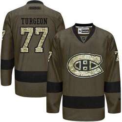 Glued Montreal Canadiens #77 Pierre Turgeon Green Salute to Service NHL Jersey