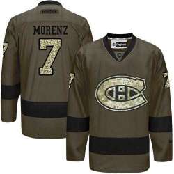 Glued Montreal Canadiens #7 Howie Morenz Green Salute to Service NHL Jersey