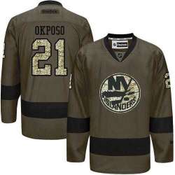 Glued New York Islanders #21 Kyle Okposo Green Salute to Service NHL Jersey