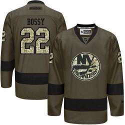 Glued New York Islanders #22 Mike Bossy Green Salute to Service NHL Jersey