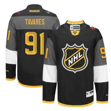 Glued New York Islanders #91 John Tavares Black 2016 All Star NHL Jersey