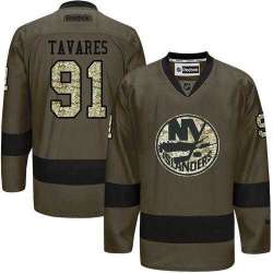 Glued New York Islanders #91 John Tavares Green Salute to Service NHL Jersey