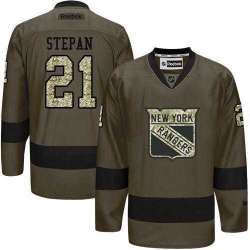 Glued New York Rangers #21 Derek Stepan Green Salute to Service NHL Jersey
