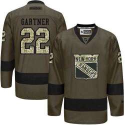 Glued New York Rangers #22 Mike Gartner Green Salute to Service NHL Jersey