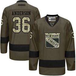 Glued New York Rangers #36 Glenn Anderson Green Salute to Service NHL Jersey