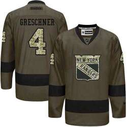 Glued New York Rangers #4 Ron Greschner Green Salute to Service NHL Jersey