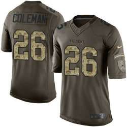 Glued Nike Atlanta Falcons #26 Tevin Coleman Men's Green Salute to Service NFL Limited Jersey