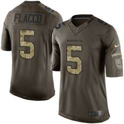 Glued Nike Baltimore Ravens #5 Joe Flacco Men's Green Salute to Service NFL Limited Jersey