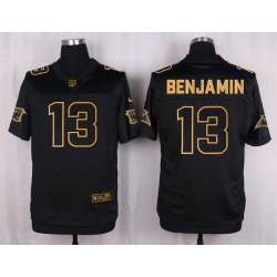 Glued Nike Carolina Panthers #13 Kelvin Benjamin Pro Line Black Gold Collection Elite Jersey