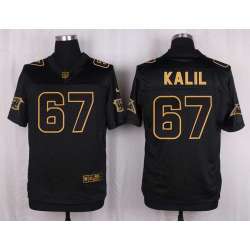 Glued Nike Carolina Panthers #67 Ryan Kalil Pro Line Black Gold Collection Elite Jersey